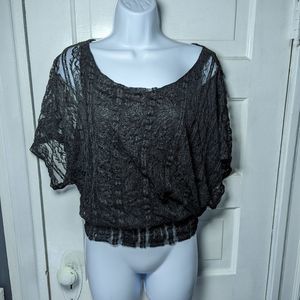 ISSI Size Small Black Lacey Blouse Shirt Top